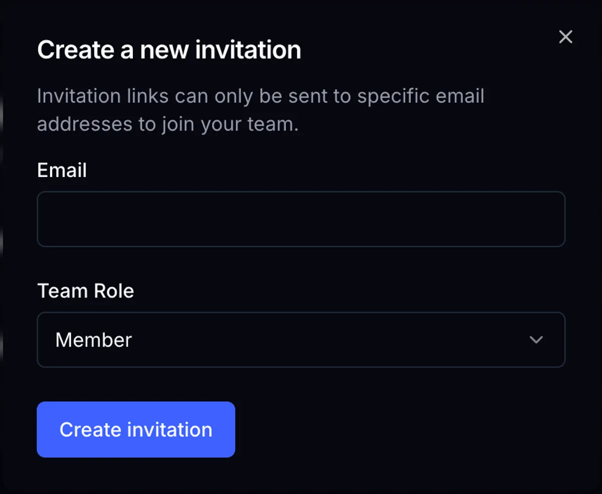 Invite new member modal